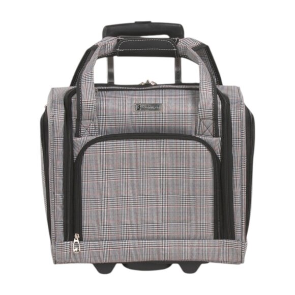 LONDON FOG BLACK PLAID 15in Devonshire Softside Under Seat Bag - Picture 1 of 4